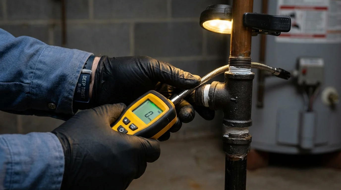 Gas leak detection with electronic sniffer by Johns Plumbing LLC in Silver Spring